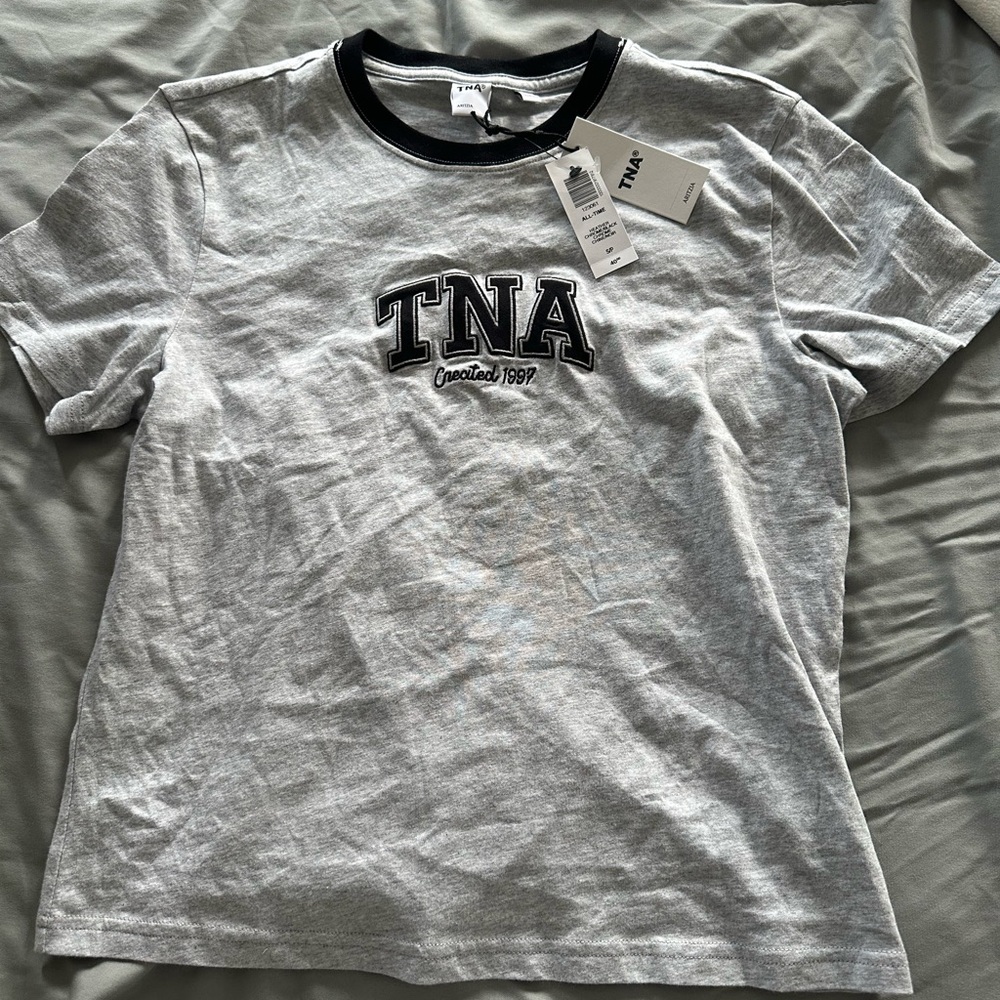TNA Gray and Black Graphic Tee